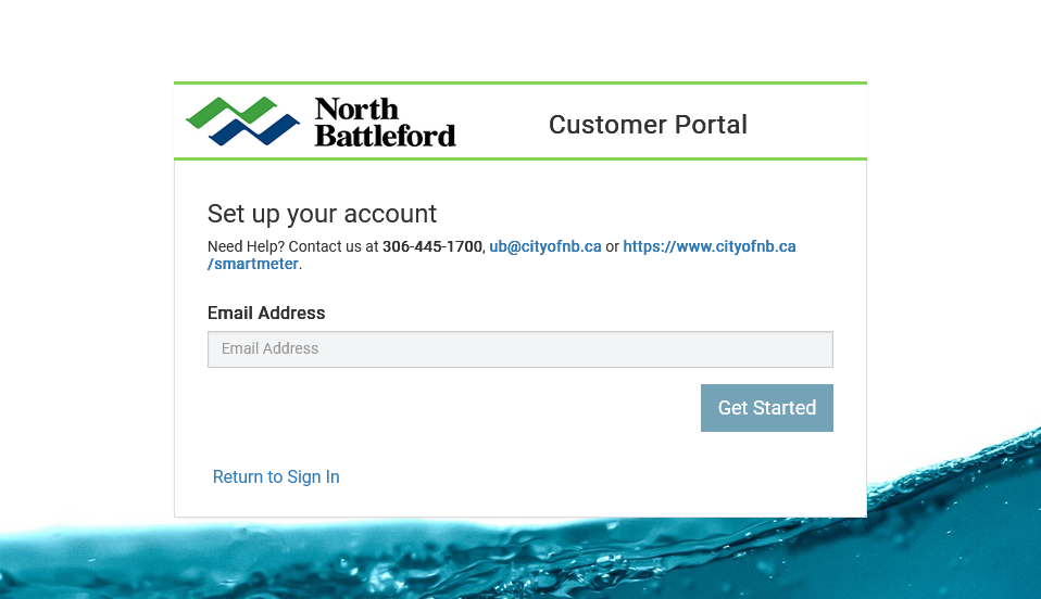 Screenshot of the customer portal page where you need to enter your email address
